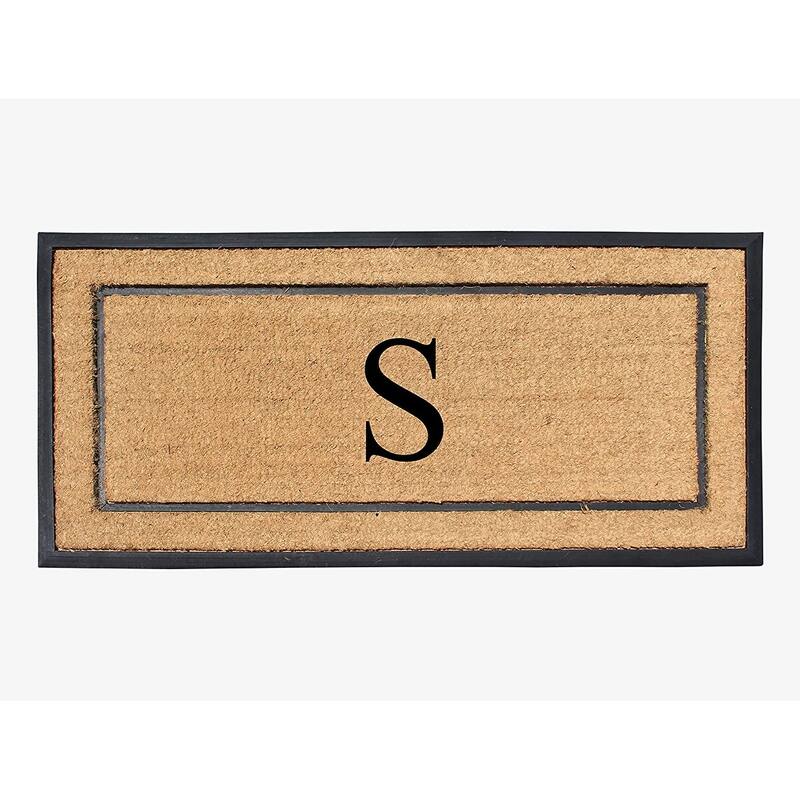 A1HC Natural Coir Monogrammed Door Mat for Front Door, Durable Large Outdoor Rug, Heavy Duty Welcome Doormat - 24" X 48" - S