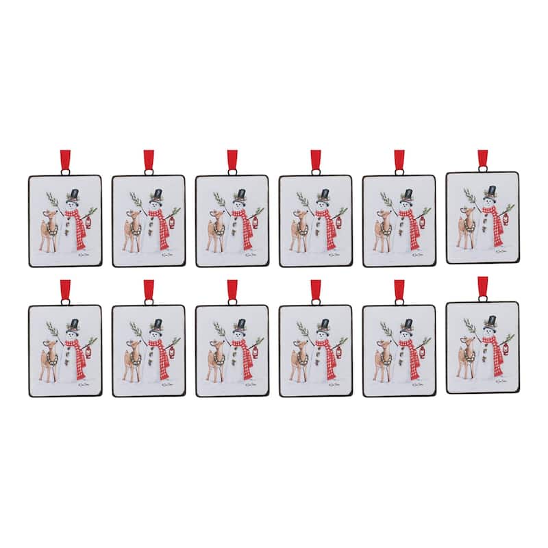 Snowman and Reindeer Christmas Ornaments - 5.25" - 12ct