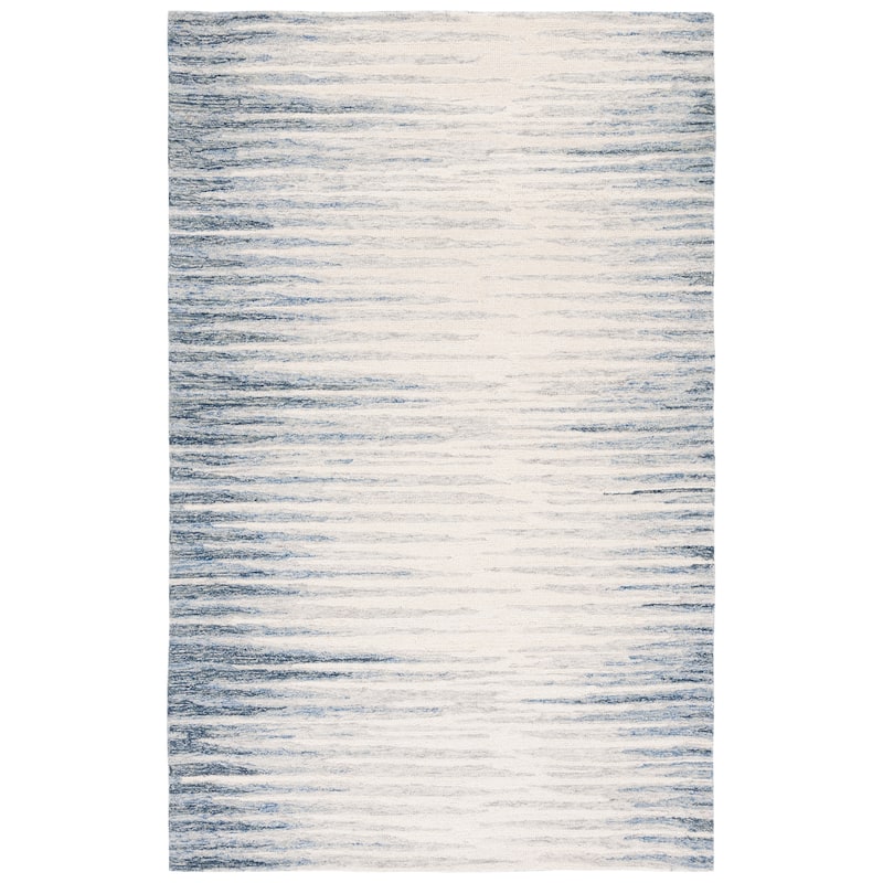 SAFAVIEH Handmade Abstract Gulin Modern Wool Rug - 6' Square - Ivory/Dark Blue