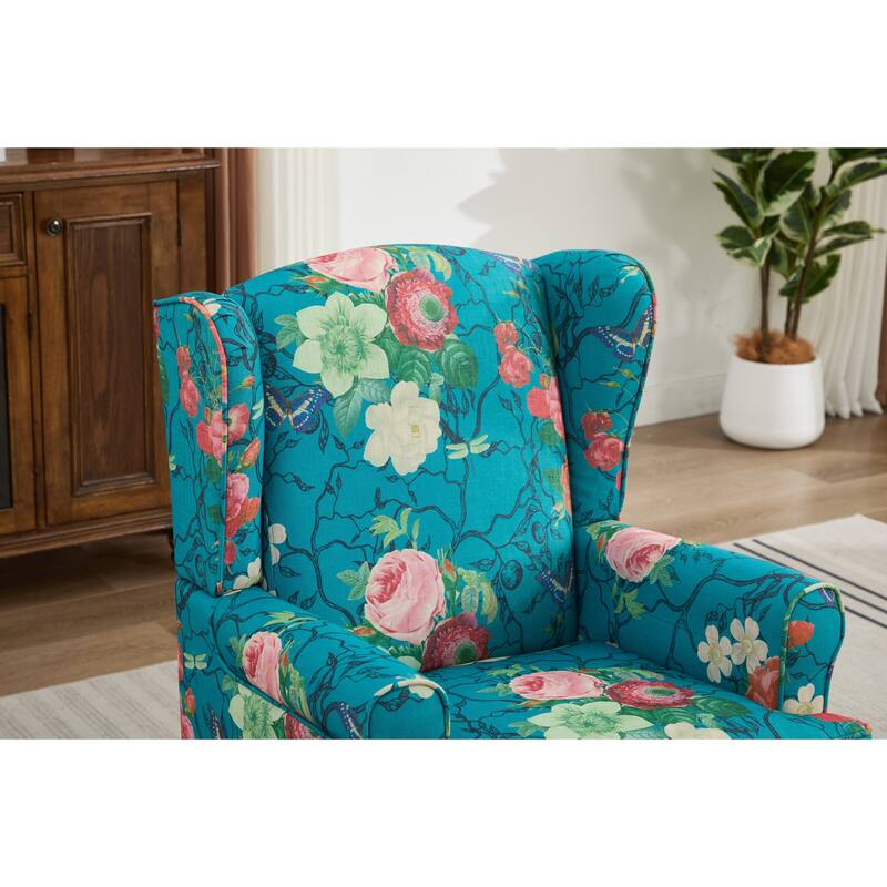 Accent Chair Side Chair Reception Chair with Wood Legs, Cyan Single Sofa Chair Leisure Chair Office Chair