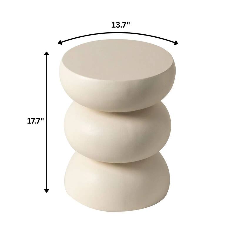Sonia 13" Round Fiberstone Side Table with Three-Tier Design and Powder-Coated Finish