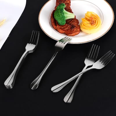 Restaurant Dinner Metal Tableware Flatware Serving Fork 7 Inches Long 8PCS - Silver Tone