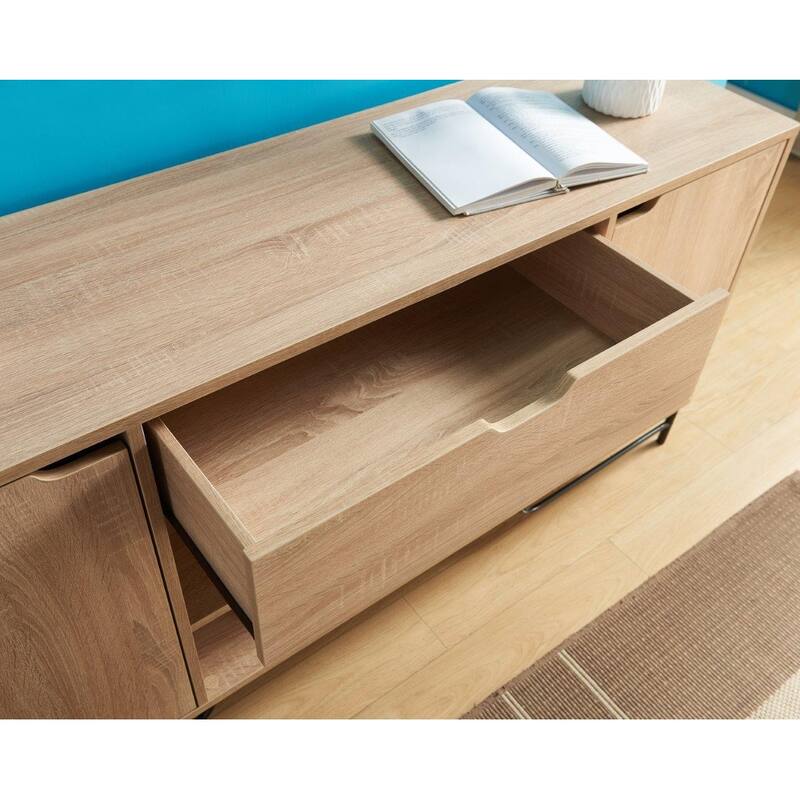 Office Desk, Computer Desk with Hidden Storage Shelve, Drawer and USB/Power Outlet in Red Cocoa