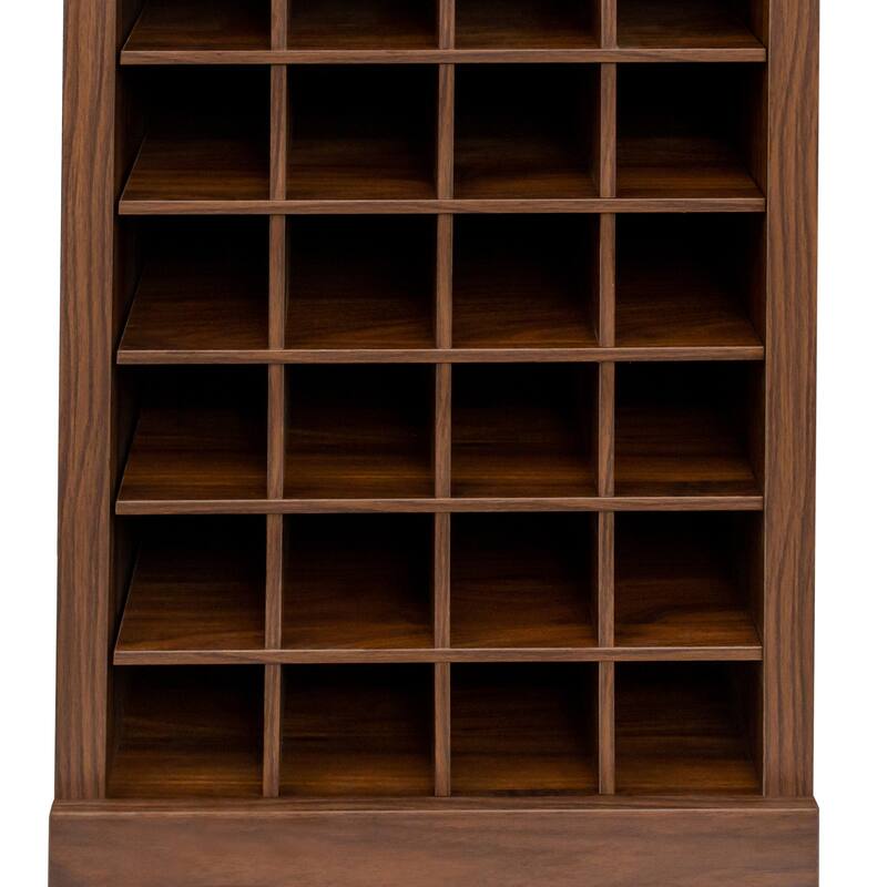 Anmytek Modern Tall Wine Cabinet with 24 Bottle Storage and Drawers Walnut Finish Industrial Bar Furniture