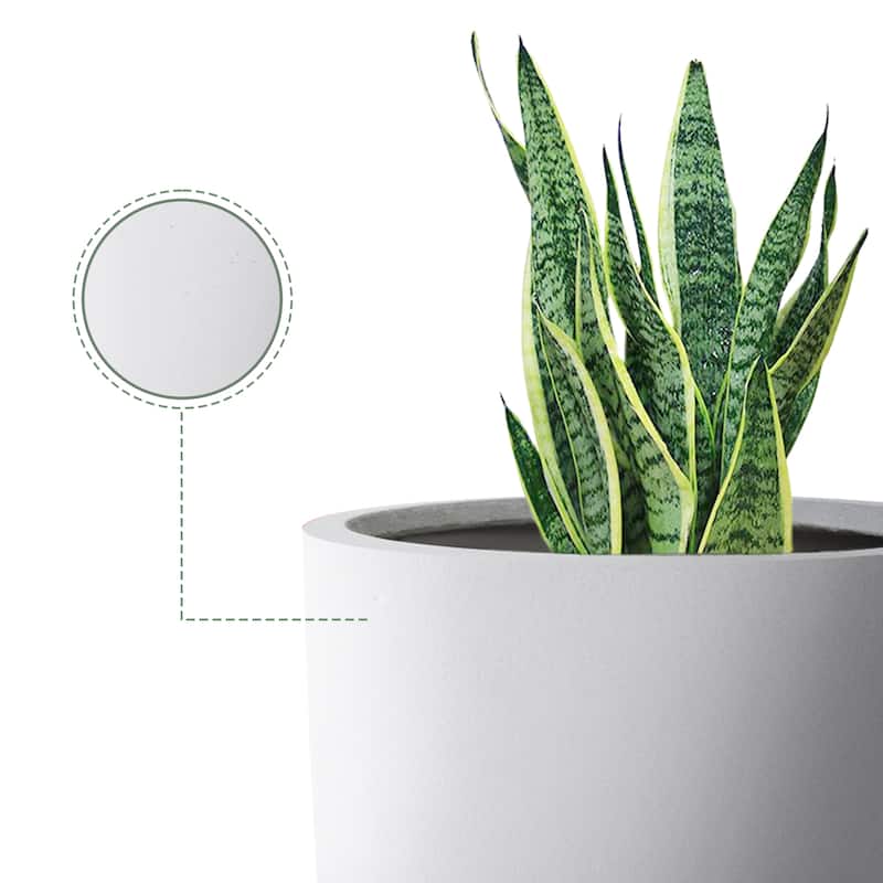 Plantara 13", 11", & 9" D Round Solid Whiteplanter (Set of 3), Concrete Flower pot for Outdoor