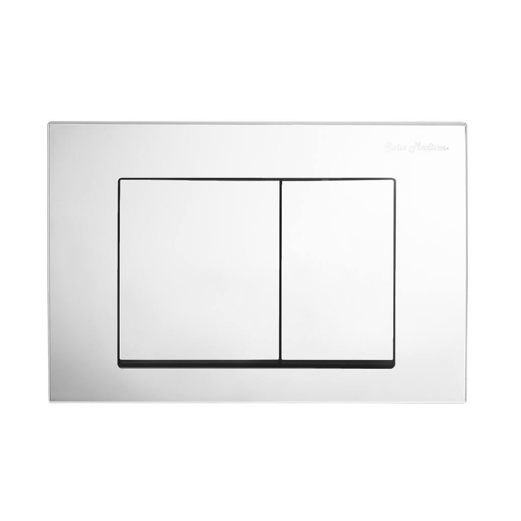 Wall Mount Dual Flush Actuator Plate With Square Push Buttons In Polished Chrome - 9.65" x 6.5" 0.45"