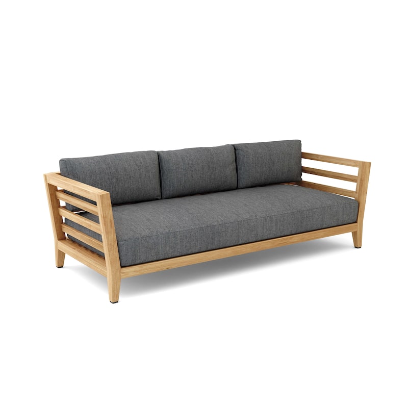 Cordoba Teak Outdoor Sofa with Sunbrella Cushions - Cast Charcoal