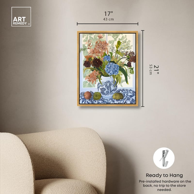 Blue Vase Bounty Canvas by Art Remedy
