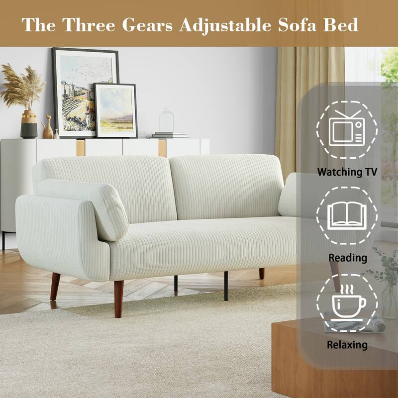 73.3" Wide Modern Corduroy Convertible Sleeper Sofa 3-position Loveseat