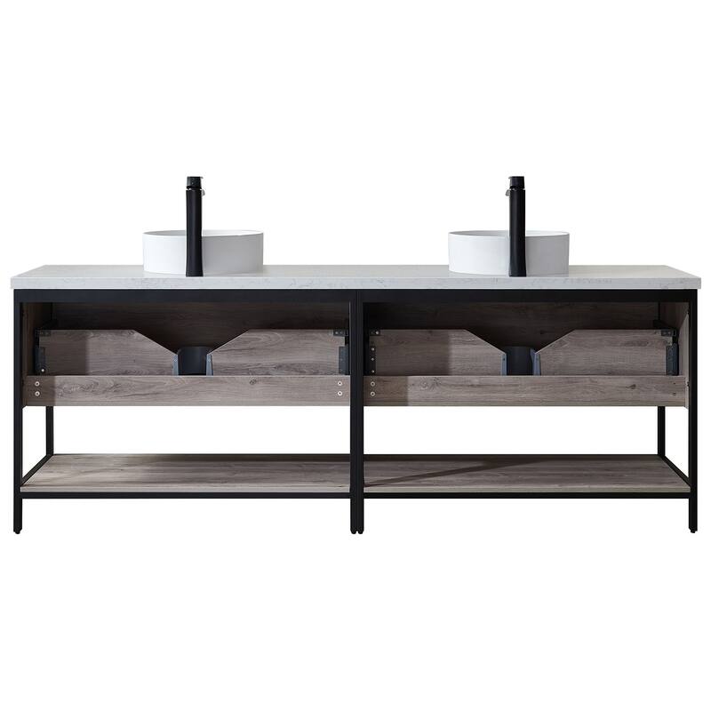 Murcia 84" Vanity with Countertop and vessel sink With Mirror