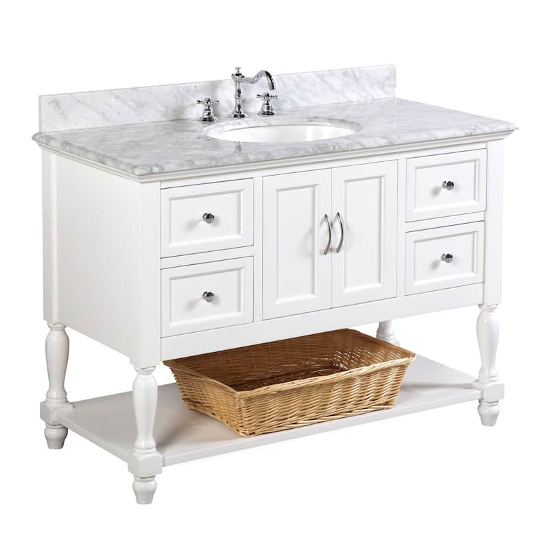 KitchenBathCollection Beverly 48" BathroomVanity w/ Carrara Marble Top