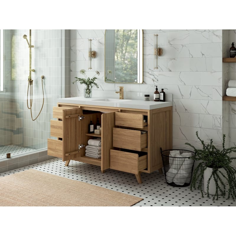 Willow Collections 60 in. W x 22 in. D Madison Teak Single Sink Bathroom Vanity with Countertop