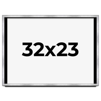32x23 Shadow Box Frame Silver | 1.375 Inches Deep Real Wood