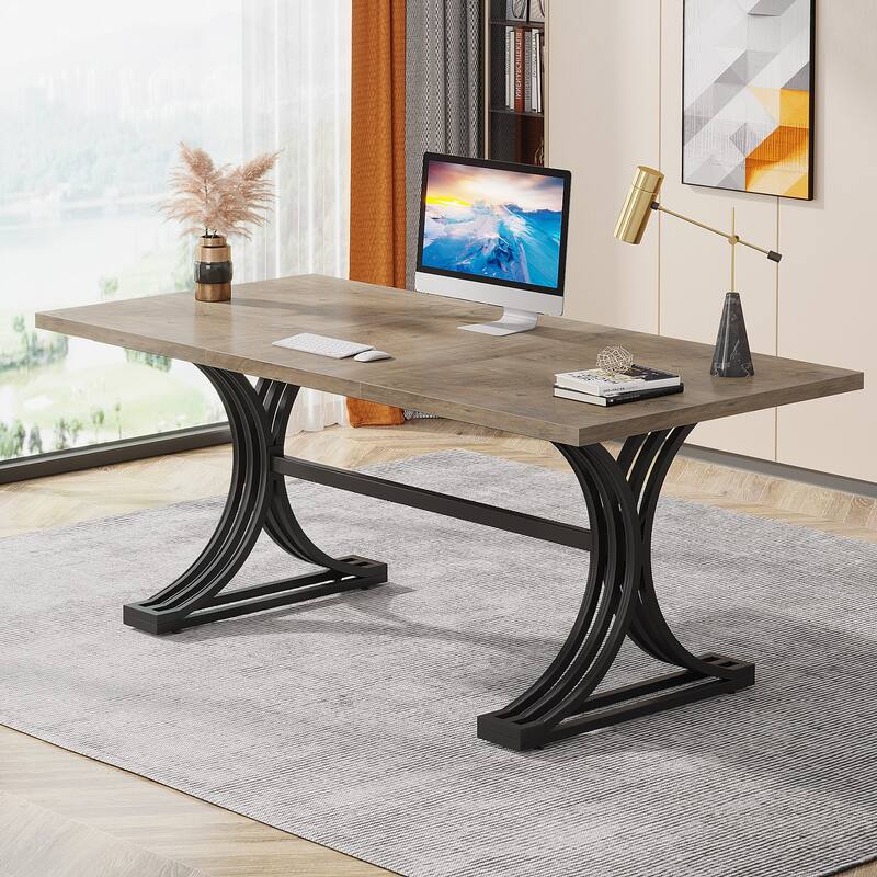 63'' Modern Executive Computer Desk with Trestles Legs, Large Writing Table for Home Office
