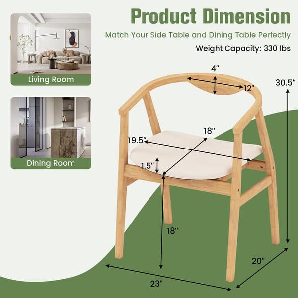 Gymax Set of 2 Leisure Bamboo Armchair Accent Chair w/ Curved Back &