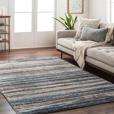 Corra Rustic Stripes Plush Area Rug