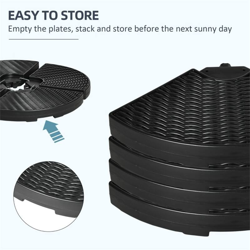 HDPE Cantilever Umbrella Base Weight Plate Set 4 Piece Sand or Water Fillable with Wicker Style Finish - 39.25" Dia. x 3.25" H
