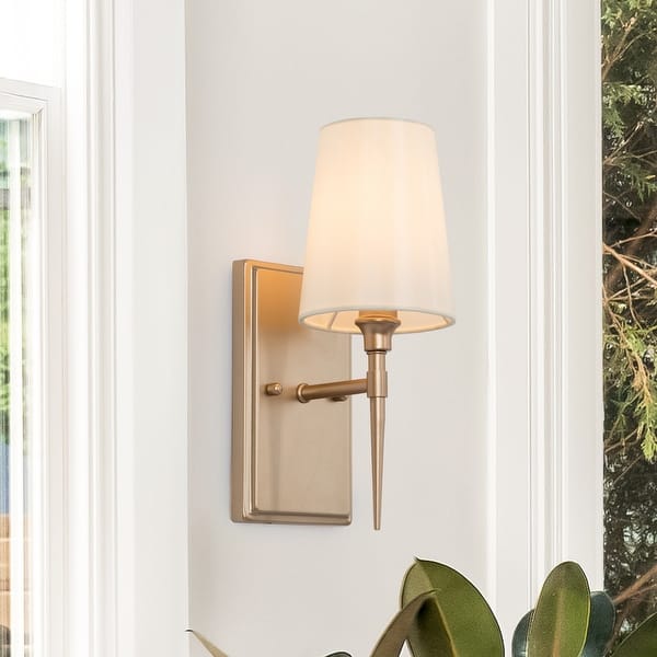 slide 2 of 21, LALUZ Modern 3-Light Gold Bathroom Vanity Light Fabric Wall Sconces 1-Light/L 4.5"