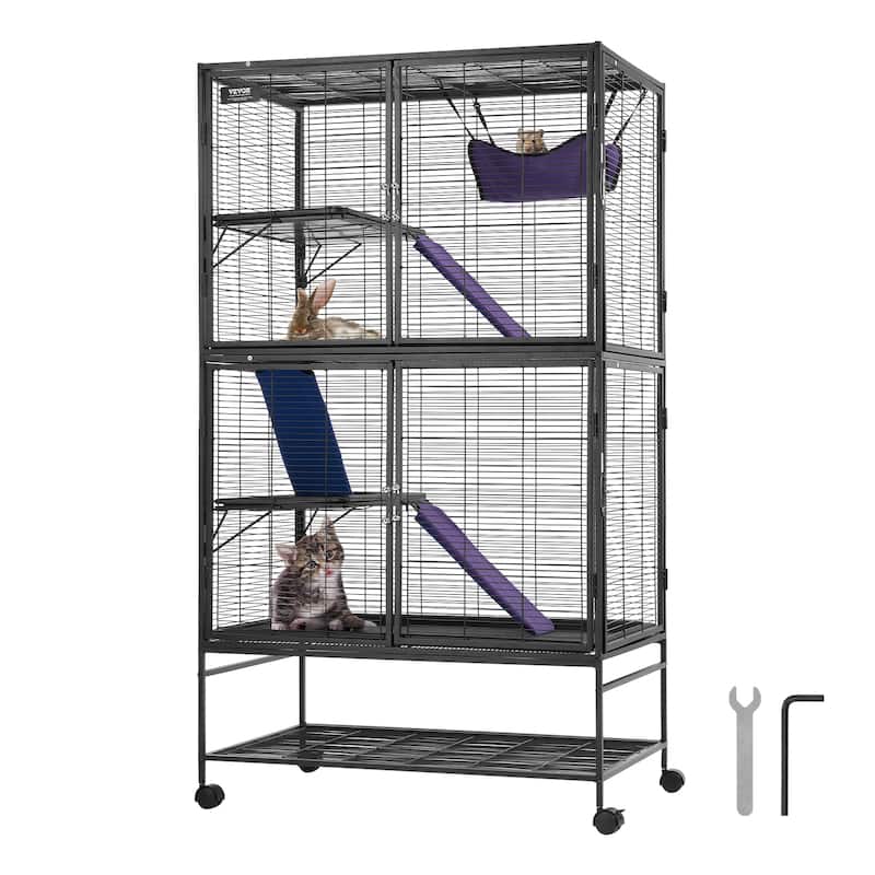 Rolling Metal Ferret Cage Small Animal Cage for Pet Rats, Hamster, Guinea Pig, Chinchilla, Squirrel, Hedgehogs, Bunny - 36.2"x22.8"x64.6"