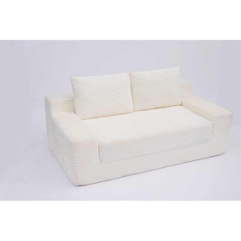 Loveseat Sofa, Comfortable Deep Seat Sofa Bed, Modern Small Corduroy Couch for Living Room Bedroom