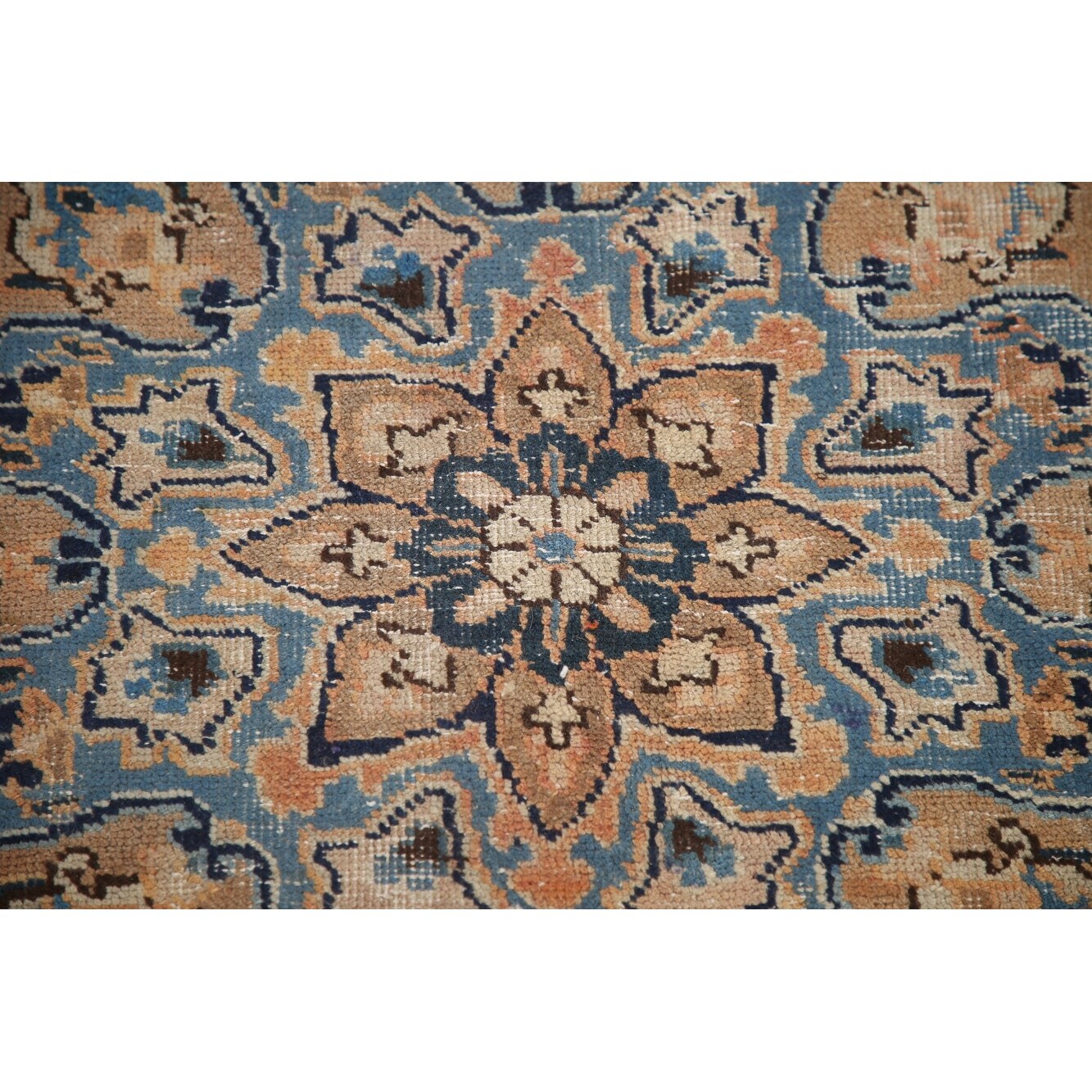 Vintage Orange Mashad Persian Area Rug Hand-Knotted Wool