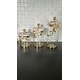 preview thumbnail 2 of 1, Hammered Glass Canister with White Enamel and Gold Leaf Flower, Marble Lid with Gold knob (3 sizes)