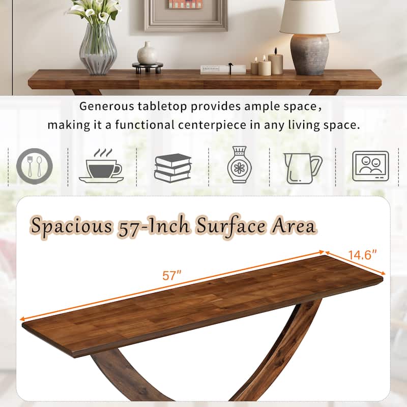 Rustic Console Table Brown Side Table Tea & Coffee Table