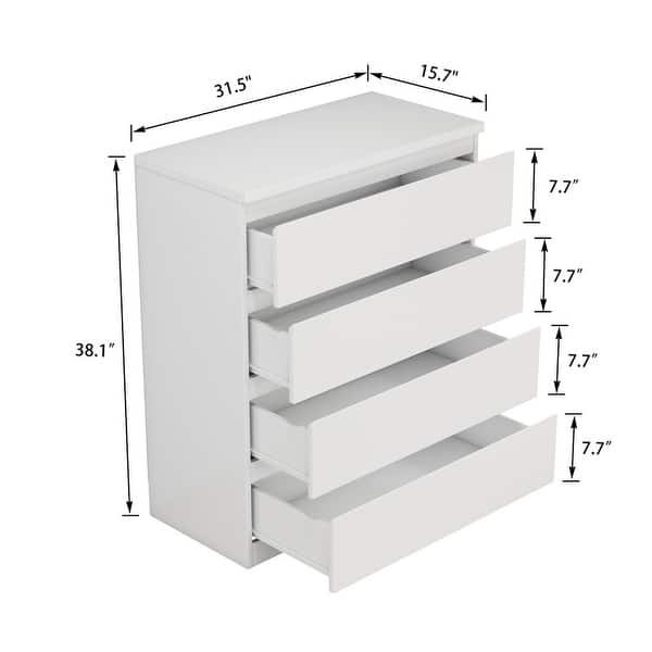 dimension image slide 1 of 3, 4-Drawer Vanity Desk, Handleless Design, Suitable for Bedroom and Living Room