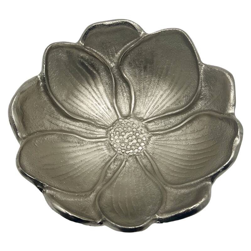 11 Inch Wide Decorative Handmade Aluminum Modern Lotus Flower Bowl - 11 x 11 x 3.5 in