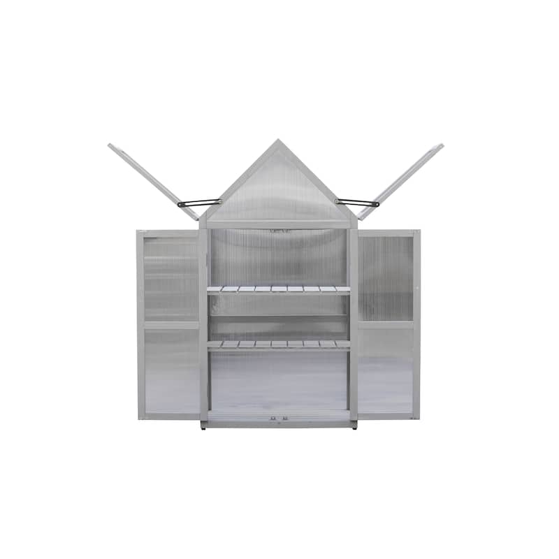 Wood Grey Outdoor Mini Greenhouse Outdoor Plant Stand and Plant Stand Indoor