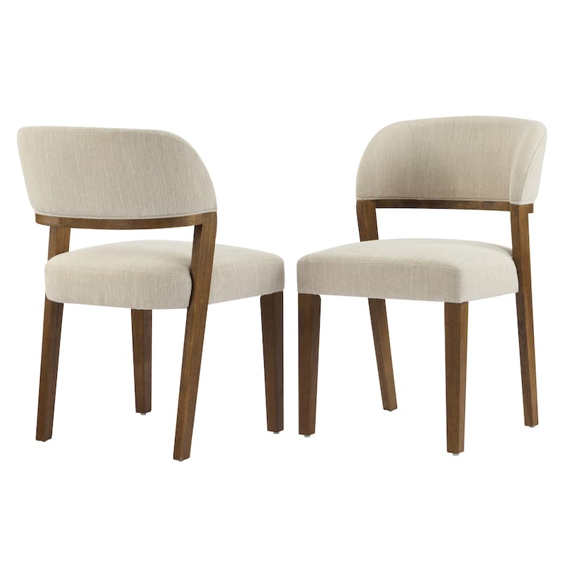Christopher Knight Home - Caelum Rubberwood Upholstered Dining Chair with Cushioned Seat - 2 Piece - Walnut
