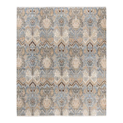 Ikat One-of-a-Kind Hand-Knotted Area Rug, Beige - 8' 1" x 8' 4"