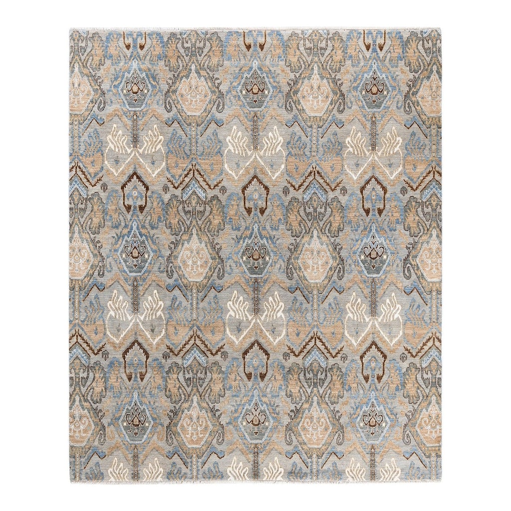 Ikat One-of-a-Kind Hand-Knotted Area Rug, Beige - 8' 1" x 8' 4"