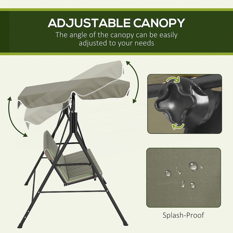 3-Seat Outdoor Patio Swing Chair with Removable Cushion