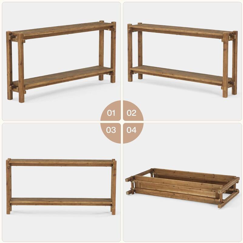 63-Inch Solid Wood Console Table with Storage for Living Room, Entrance, Behind Sofa, Brown