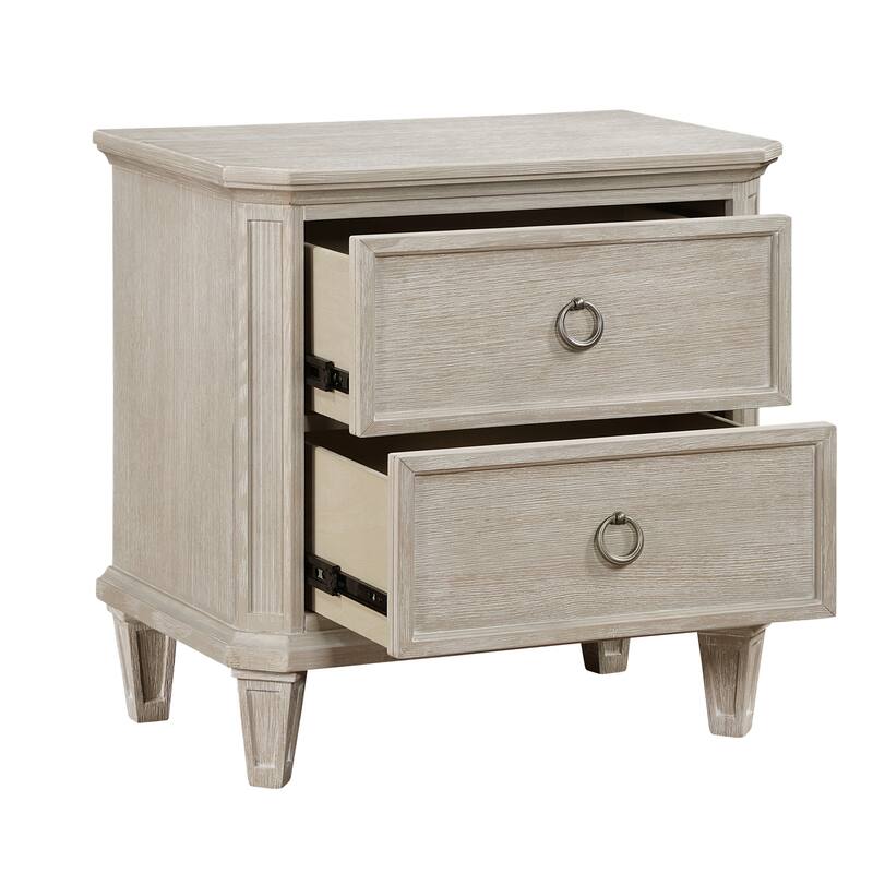 Traditional Bedroom 3pc Set Light Brown Finish Bed and Two Nightstands