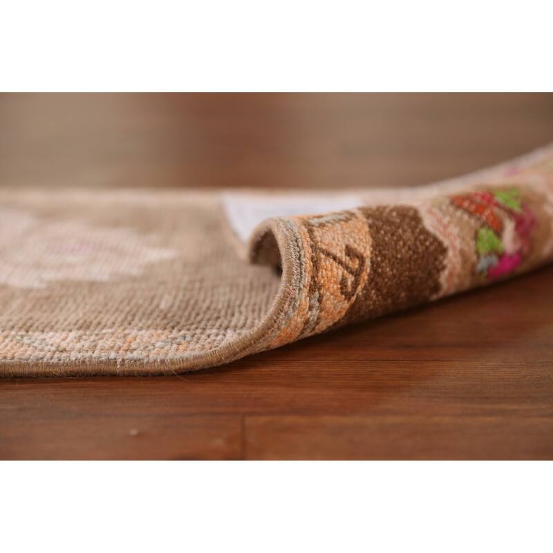 Hand Knotted Oriental 100% Wool Carpet Transitional Tribal Brown Anatolian Area Rug - 3' 0'' X 1' 7''