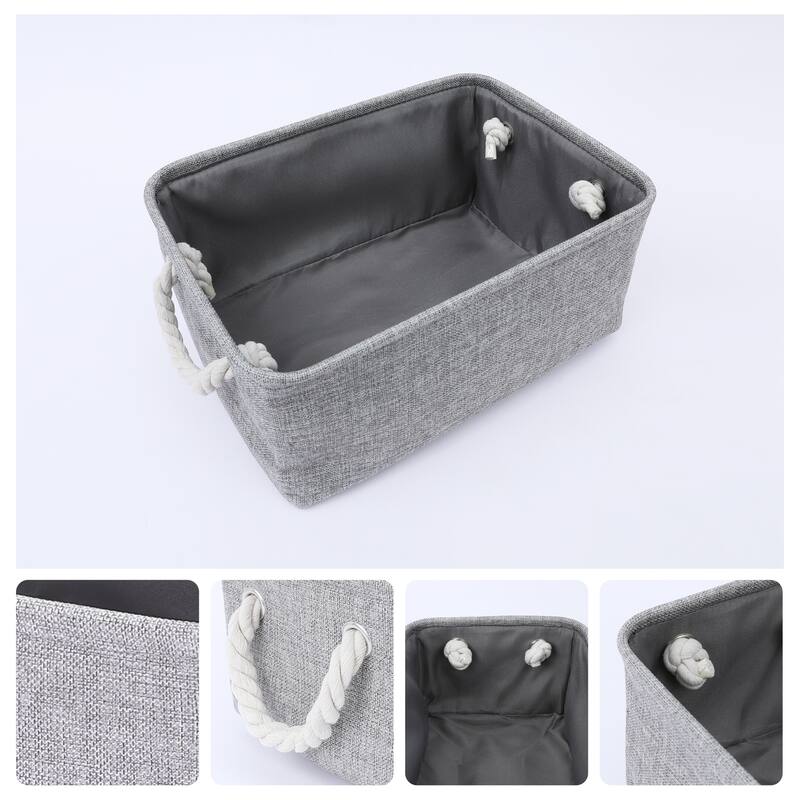 3 Pcs Storage Cube, Fabric Storage Bin with Handles for Closet, Storage Basket for Organizing Clothes Books - Grey - 14*10*7in