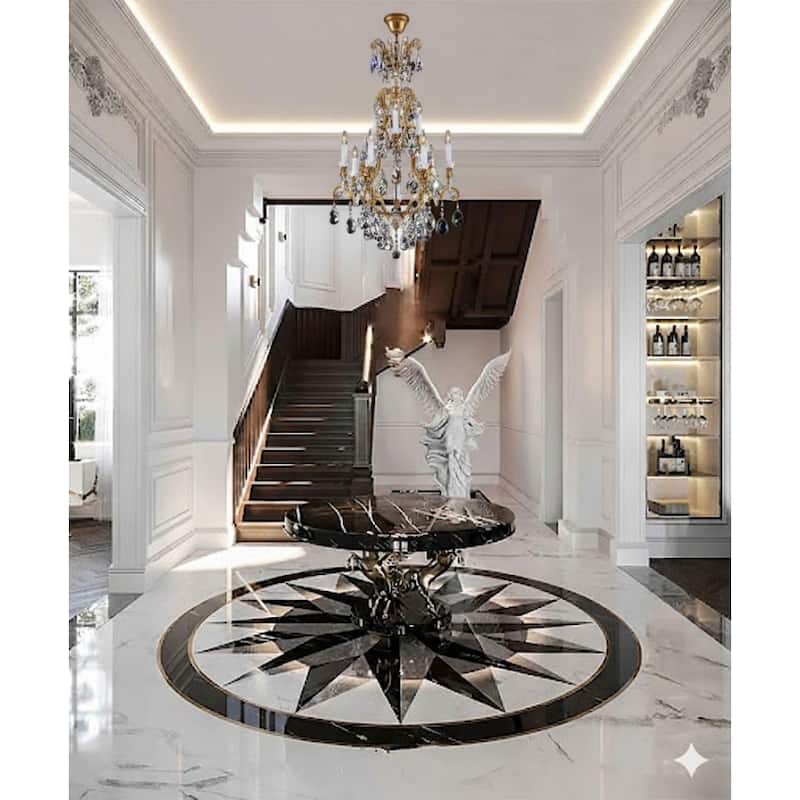 10-Light Antique Brass Metal Chandelier With Clear Crystal Accents