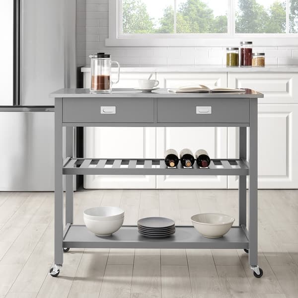 Shop Chloe Stainless Steel Top Kitchen Island Cart 37 H X 42 W X