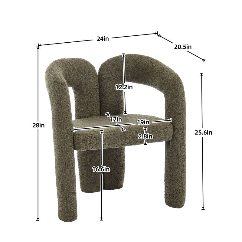 Roomfitters Modern Boucle Accent Chairs, Set of 2, Upholstered Arched Back Dining or Lounge Chairs for Living Room or Office