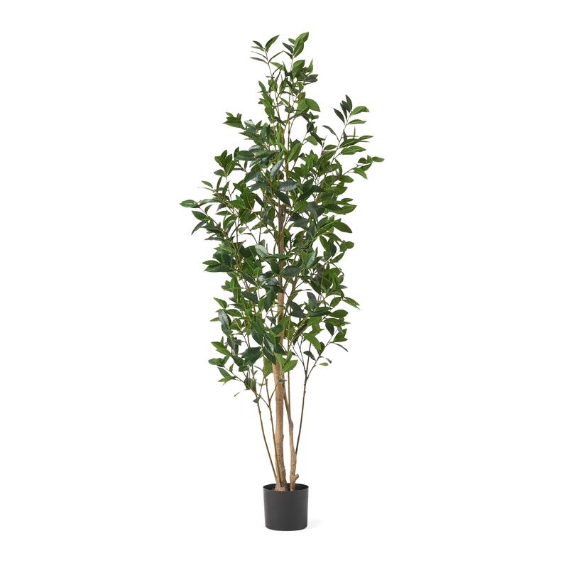 Artificial Laurel Tree 71 Inch Potted Faux Green Plant for Home Decor