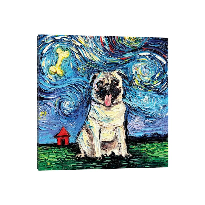 iCanvas "Starry Pug" by Aja Trier Canvas Print