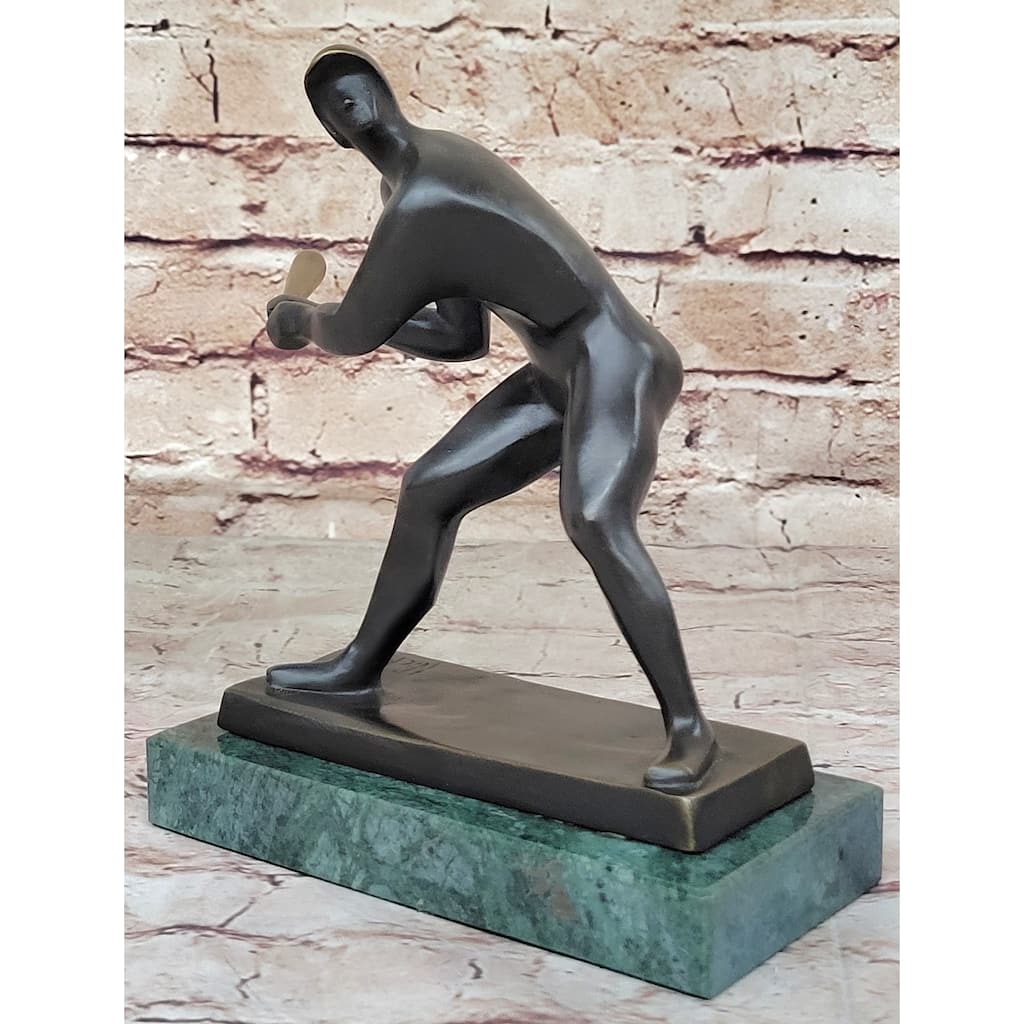 Signed Original Mario Nick Abstract Mid Century Baseball Player Bronze Sculpture