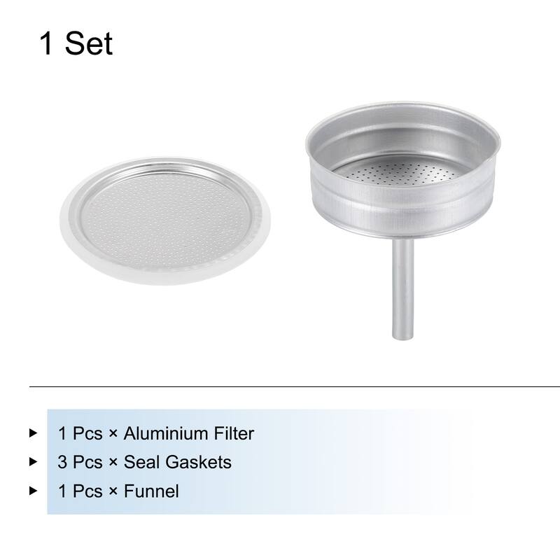 Aluminium Filter Replacement 81x71x4mm for 12-Cup Use Mocha Coffee Maker Pot - Silver