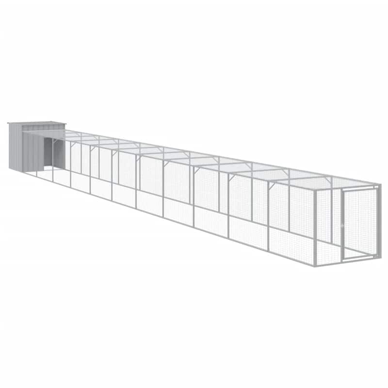 vidaXL Chicken Cage with Run Light Gray/Anthracite multisize Galvanized Steel