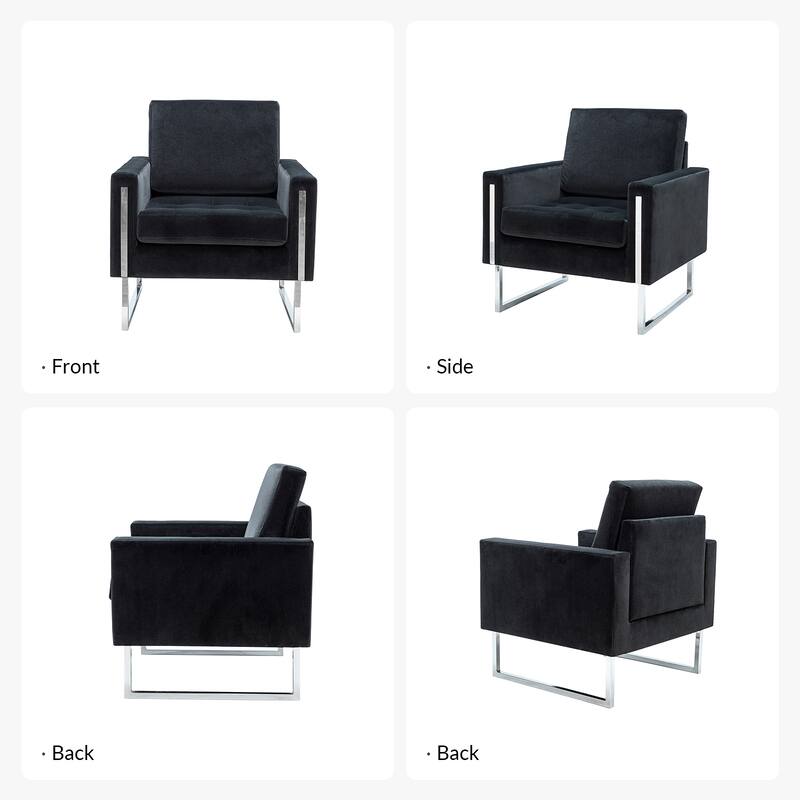 Elastus Modern Velvet Club Chair with Chic Metal Legs Set of 2 by HULALA HOME