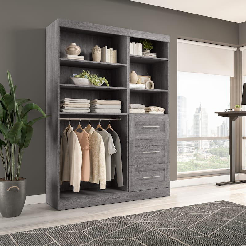 Pur 61W Closet Organizer by Bestar - 61" - Bark Gray