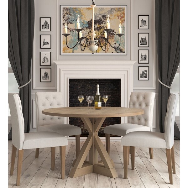 The Gray Barn Buffalo Way Rustic Beige Round Dining Table Overstock 28274021
