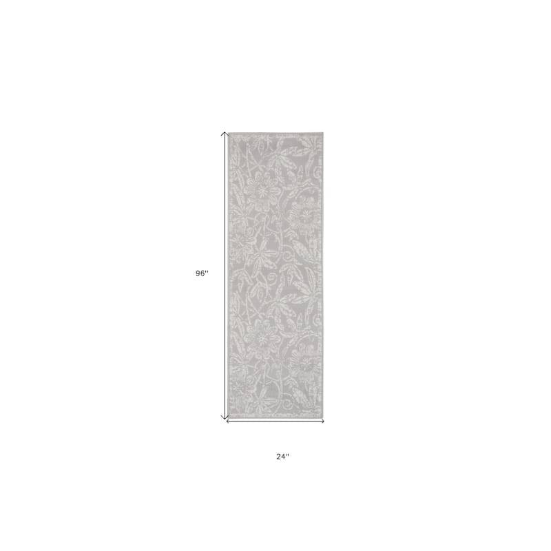 Jotis Power Loomed Distressed Abstract Floral Traditional Non Skid Stain Resistant Area Rug By HomeRoots - 96' X '24' X '0.39